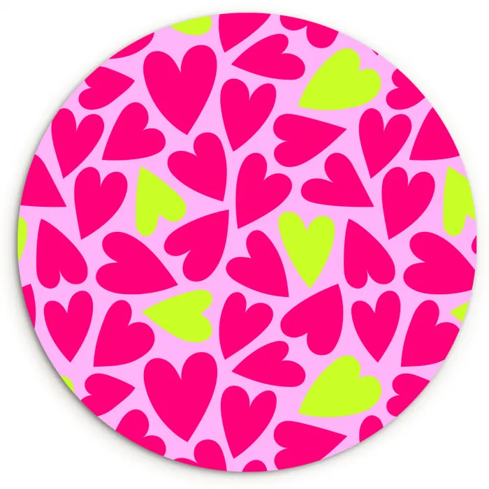 Patroon - Hart - Roze - Groen Wandcirkel plexiglas klein 852 -3d