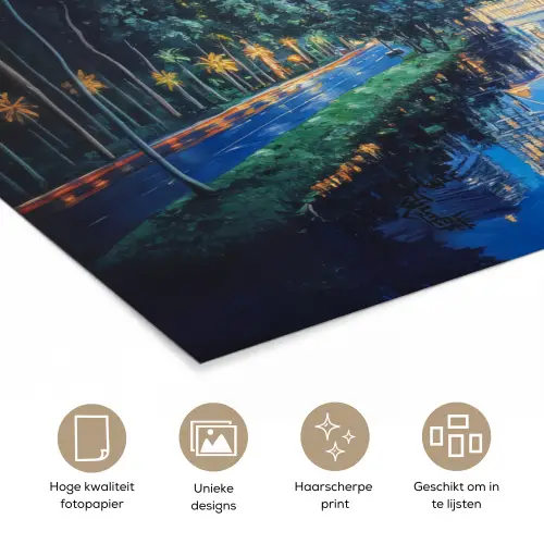 Stad Kuala Lumpur - Skyline - Wolkenkrabbers - Water poster papier klein -closeup_NL