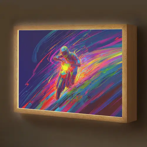 Crossmotor - Neonkleuren - Lijnen - Helm Light Box met batterij (Wandlamp kind) middel -z3d_website
