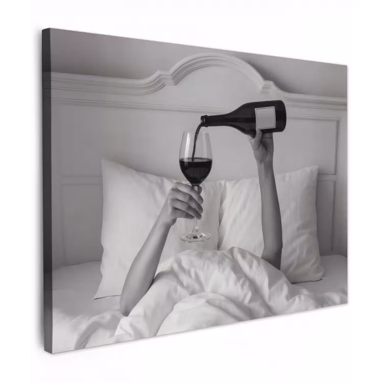 Leinwandbild - Laken - Arme - Wein - Glas