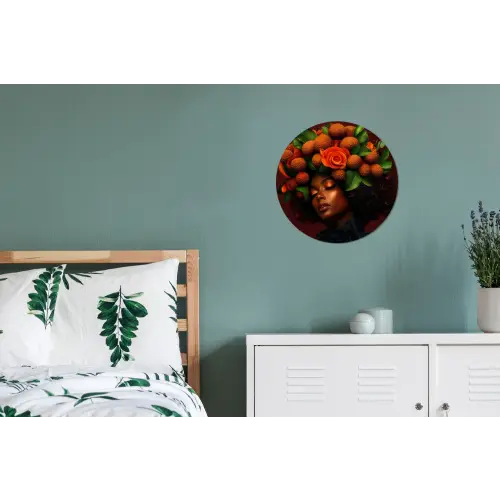Vrouw - lychee - exotisch Wandcirkel aluminium klein -slaapkamer