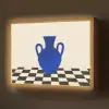 Vaas - Blauw - Geblokt - Modern Light Box met batterij (Wandlamp) middel -z3d_website