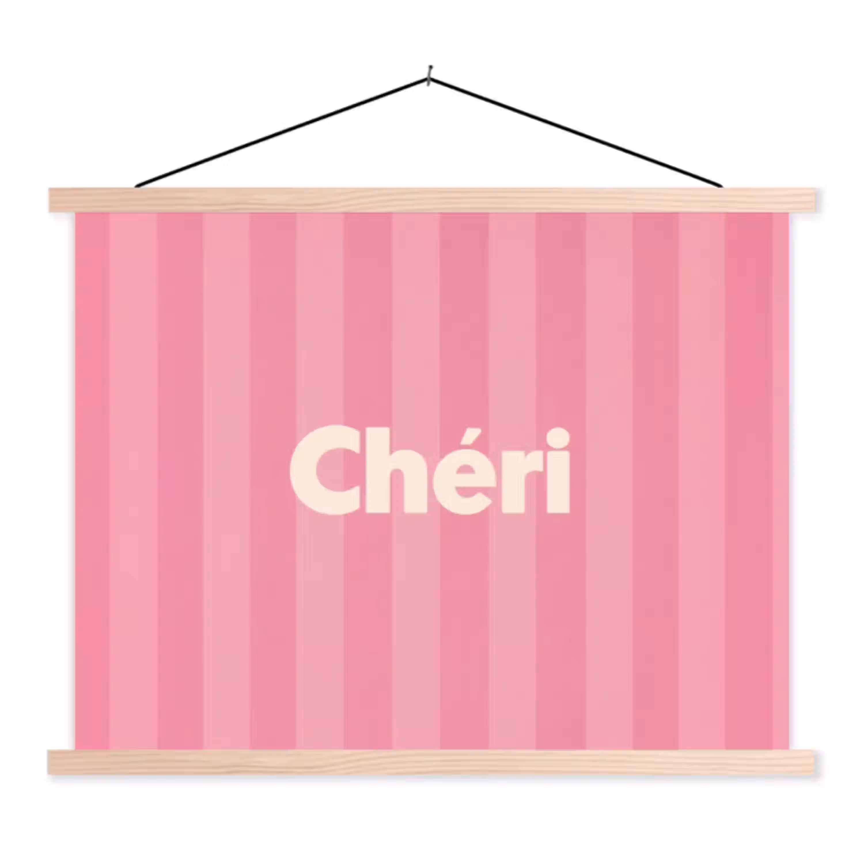 Gestreept - Roze - Chéri textielposter latten blank klein -3d