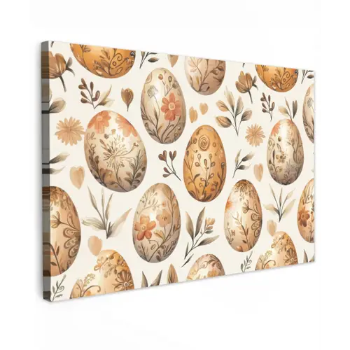 Paaseieren - Bruin - Bloemen Tuinposter op houten frame 2 cm dik klein -3d