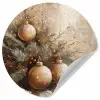 Kerst - Kerstballen - Beige - Goud Wandcirkel behangsticker klein -3d