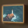 Vuurtoren - Rots - Zee - Golven Light Box met batterij (Wandlamp) middel -z3d_website