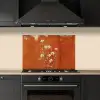 Bloemen - Wit - Subtiel - Roestkleur keuken achterwand spatscherm klein -sfeer1