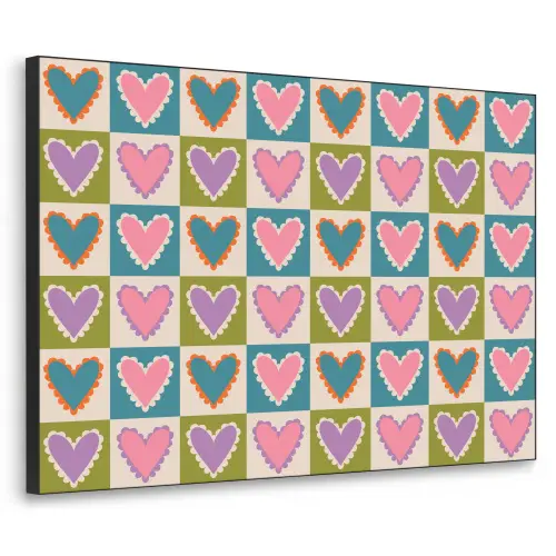 Retro - Kleuren - Patroon - Hartjes Textielframe zwart klein 947 -3d