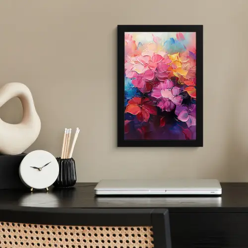 Bloemen - Roze - Watercolor - Kunst fotolijst zwart zonder passe partout klein -sfeer1