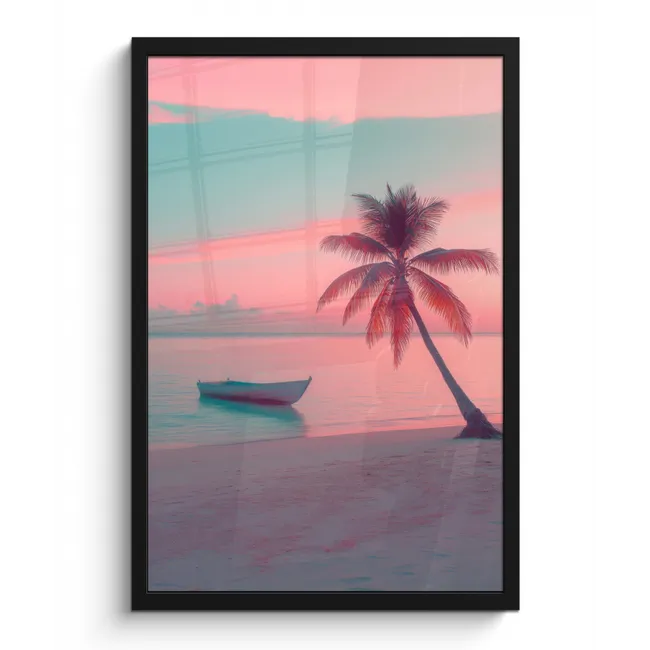 Bilder mit Rahmen - Meer - Boot - Sonnenuntergang