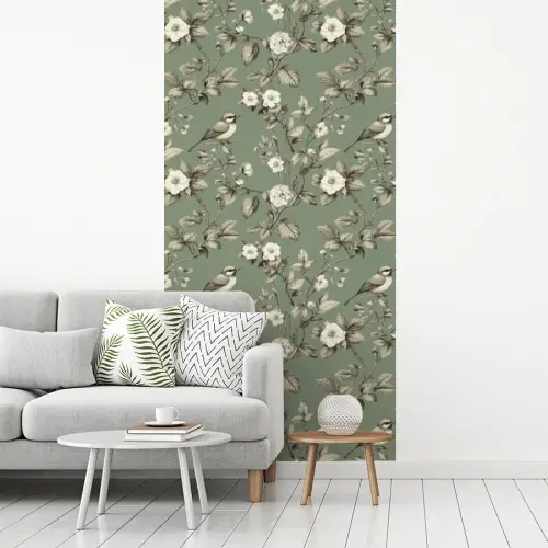 Botanisch - Vogels - Groen fotobehang vinyl groot 64 -woonkamer