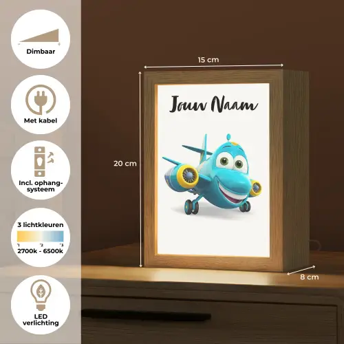 Vliegtuig - Blauw - Kinderen - Jongens Light Box met kabel (Kinderlampje) klein -USP_NL