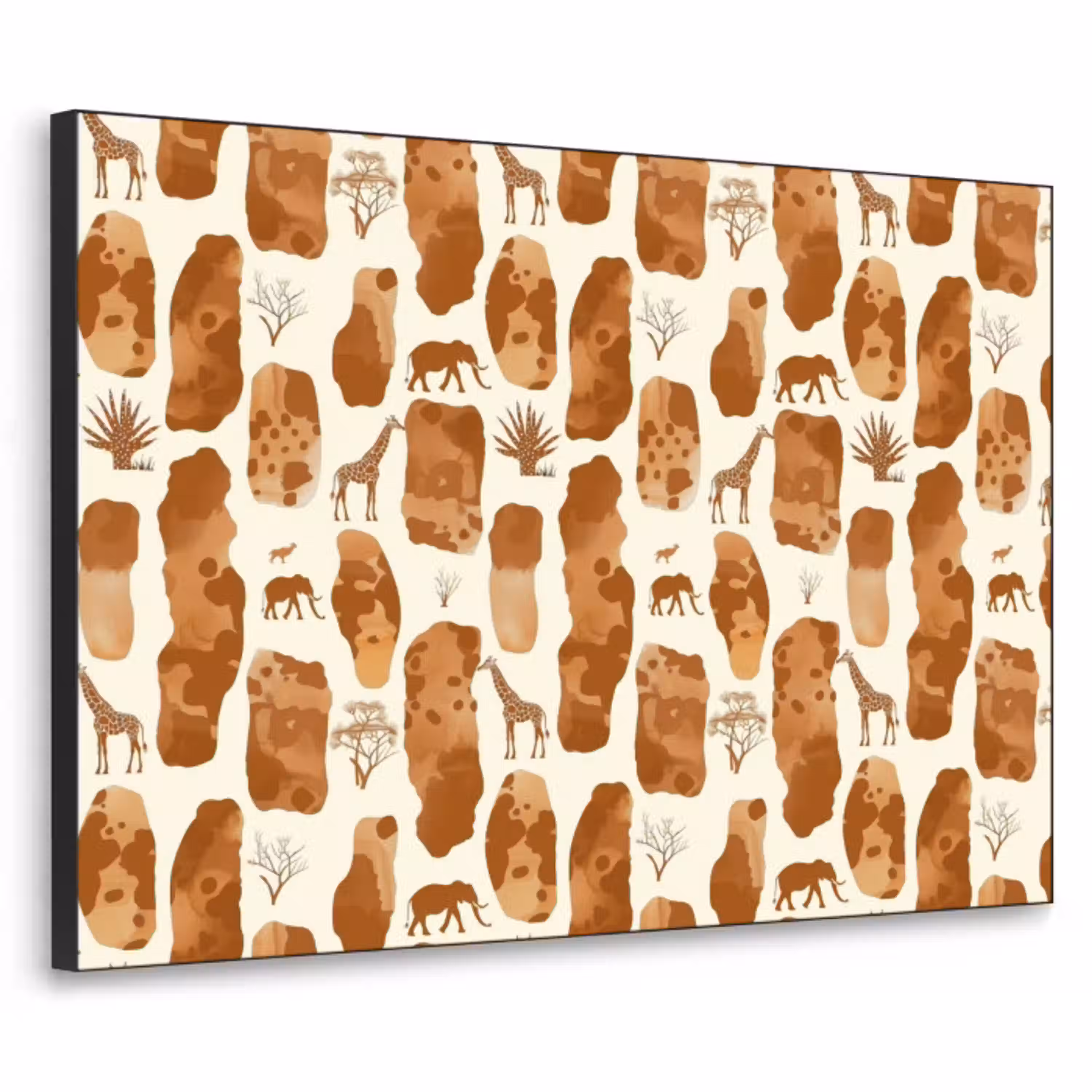 Terracotta - Safari - Dieren - Patroon Textielframe zwart klein 947 -3d