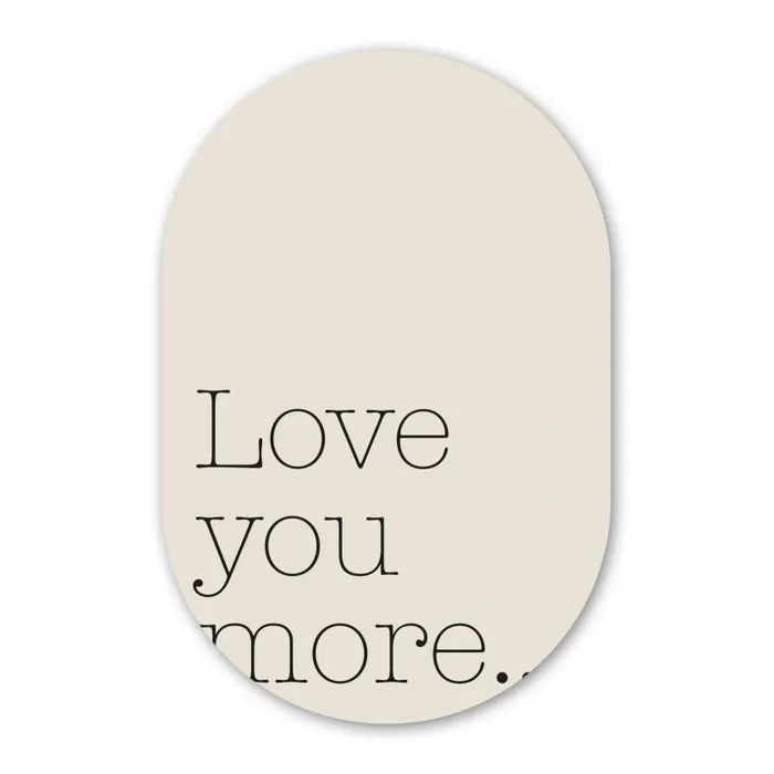 Minimalistisch - Love - Beige Wandcirkel Ovaal Glas middel -3d