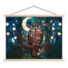Uil - Mozaïek - Maan - Nacht textielposter latten blank klein -3d