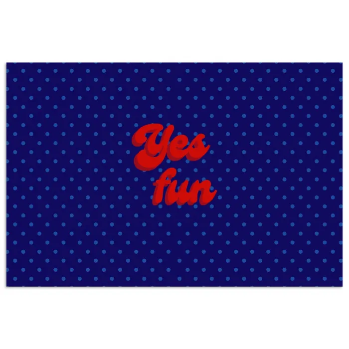 Yes fun - Rood - Blauw - Stippen poster papier klein -3d