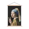 Meisje met de parel - Johannes Vermeer - Peace textielposter latten blank klein -3d