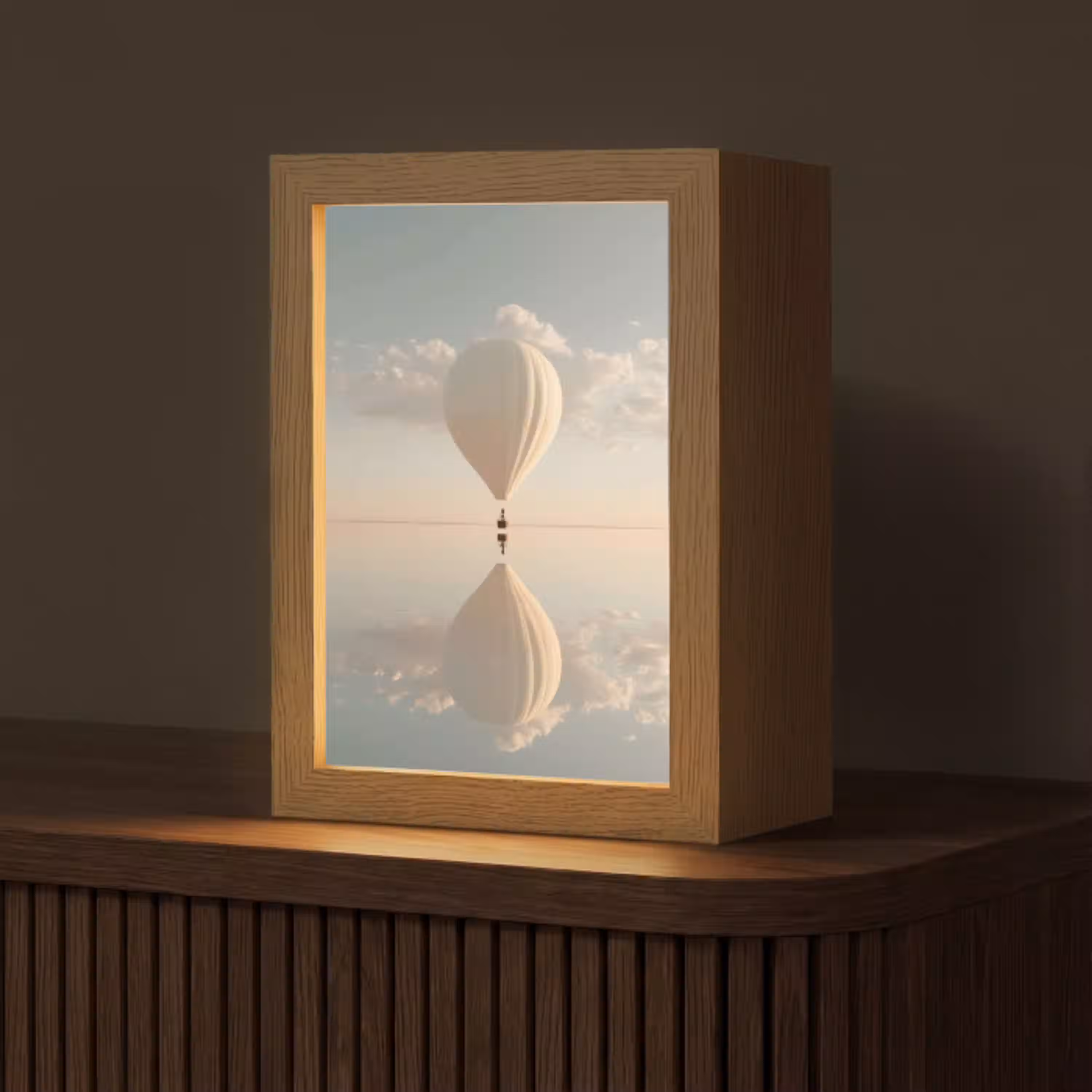 Luchtballon - Wolken - Water - Blauw Light Box met kabel (Tafellamp) klein -z3d_website