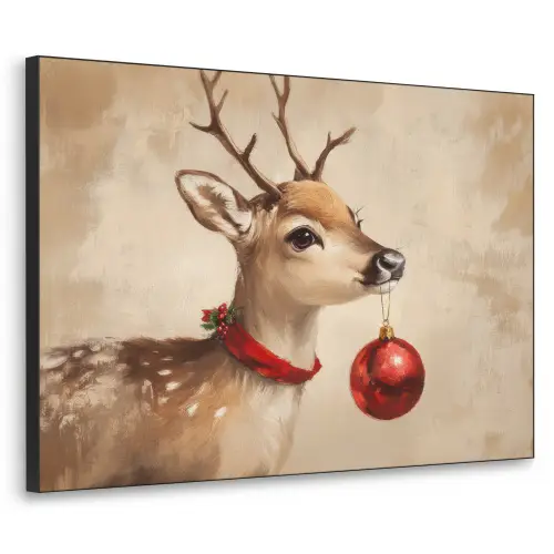 Kerst - Hert - Gewei - Kerstbal - Rendier Textielframe - compleet frame klein -3d