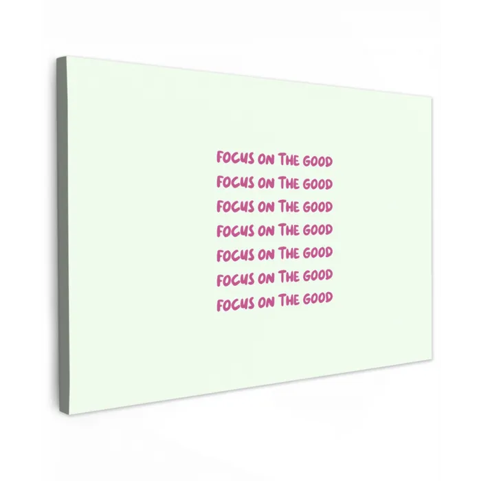 Focus on the good - Roze Tuinposter op houten frame 2 cm dik klein -3d