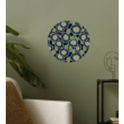 Bloemen - Borduurwerk - Patroon - Blauw - Groen Wandcirkel behangsticker klein 186 -sfeer2