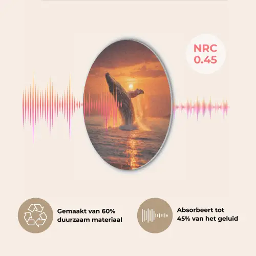 Walvis - Zon - Zee Akoestische PET Vilt - Rond klein -USP_NL