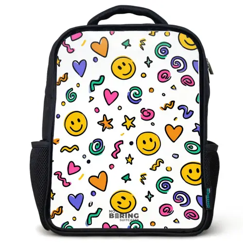 Smiley - Hartje - Ster Rugzak - Zwart middel -3d