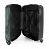 Groene marmerlook met zwarte verticale baan NBS - Handbagage koffer - Volwassenen Unisex middel -binnenkant