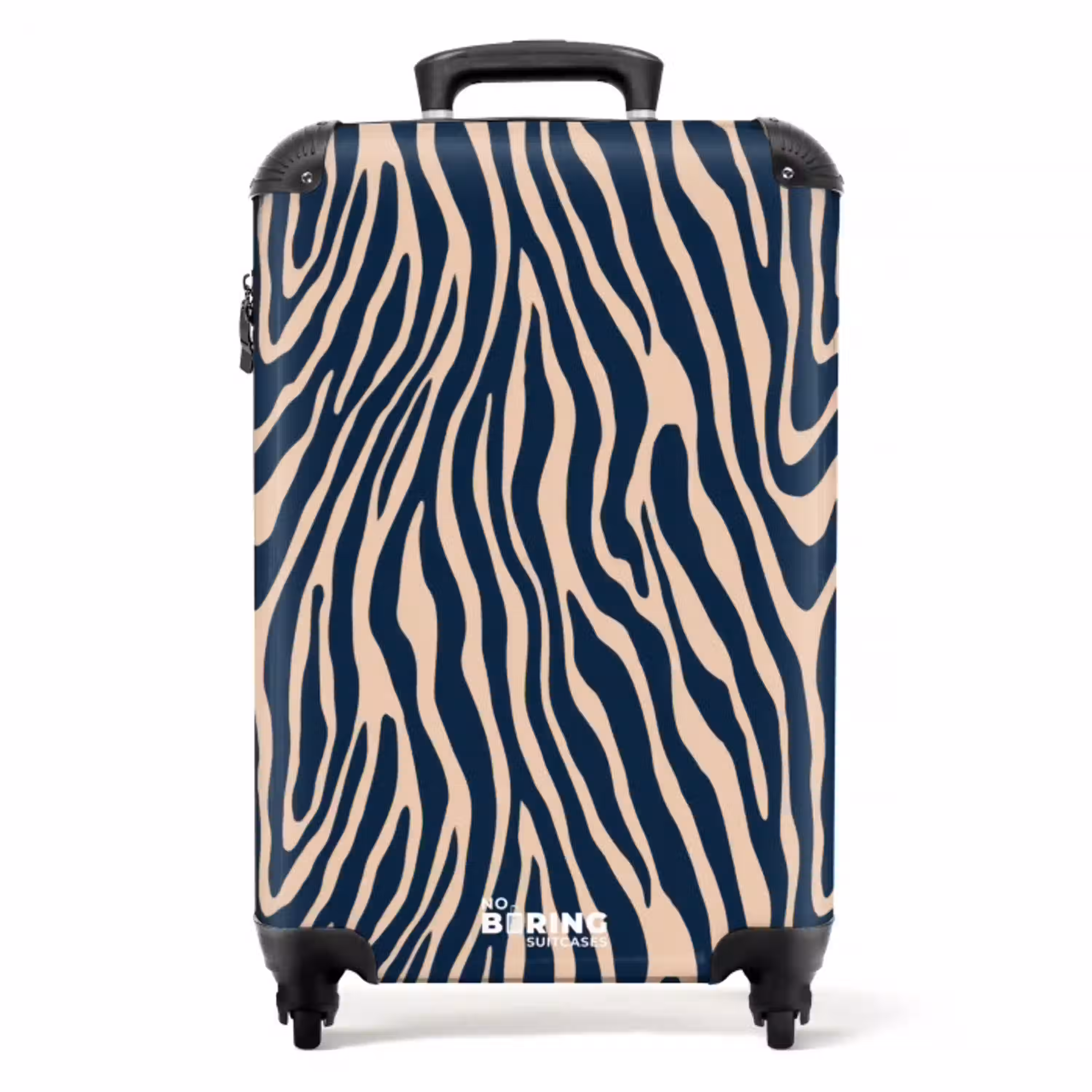 Zebra - Patroon - Blauw - Beige NBS - Handbagage koffer - Volwassenen Unisex middel -productfoto_recht