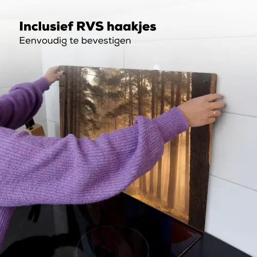 Bos - Mist - Zonlicht Inductie beschemer met haakjes klein -ky-ophangen-nl