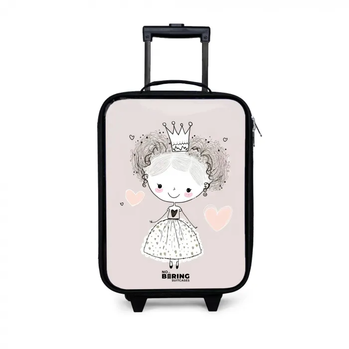 Prinses met krulletjes Kinderkoffer - Zwart klein -3d