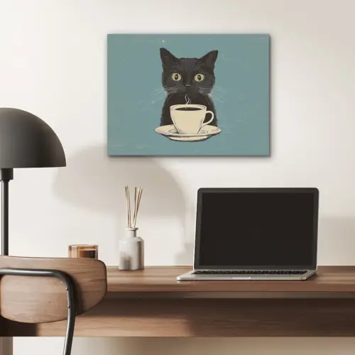 Kat - Zwart - Koffie - Minimalistisch PET vilt klein -sfeer5