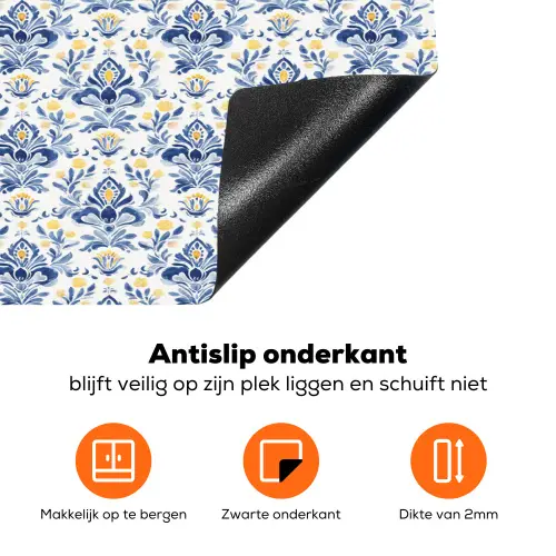 Frans - Citroen - Royaal - Blauw - Geel Inductie beschermer vinyl 3mm klein 276 -zzzzzzz-td-onderkant