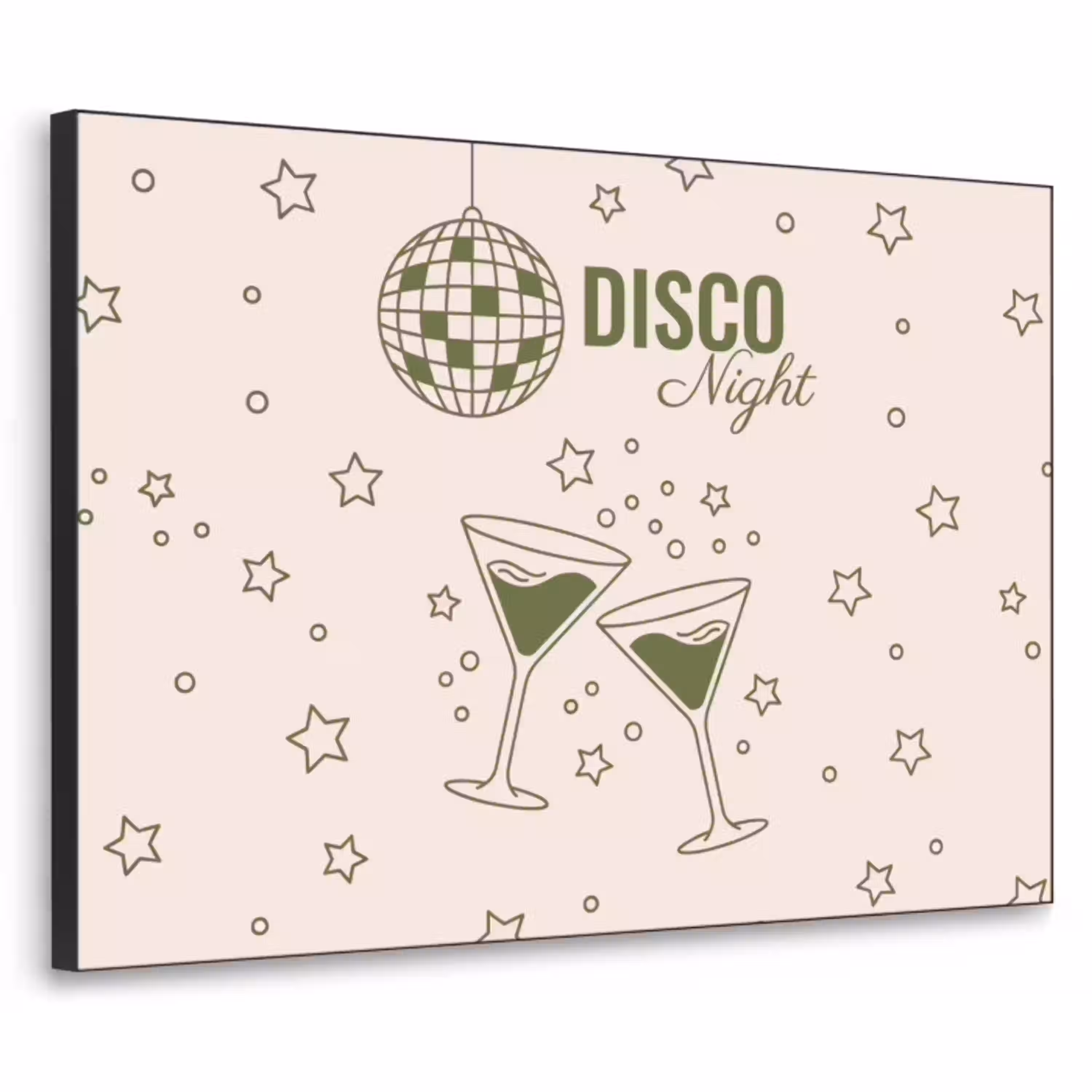 Feest - Disco - Drank - Illustratie - Groen Textielframe zwart klein -3d