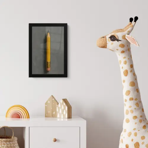 Potlood - Schilderij - Geel fotolijst zwart zonder passe partout klein -usfeer4_kinderkamer