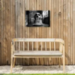 Golden Retriever - Hond - Vrolijk -  Bord spaghetti - Zwart - wit Tuinposter op houten frame 2 cm dik klein -sfeer4