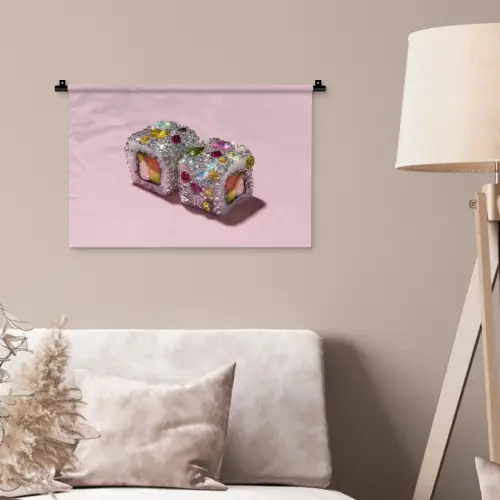 Sushi - Rolletjes - Steentjes - Kleurrijk Wandkleed katoen klein -sfeer4