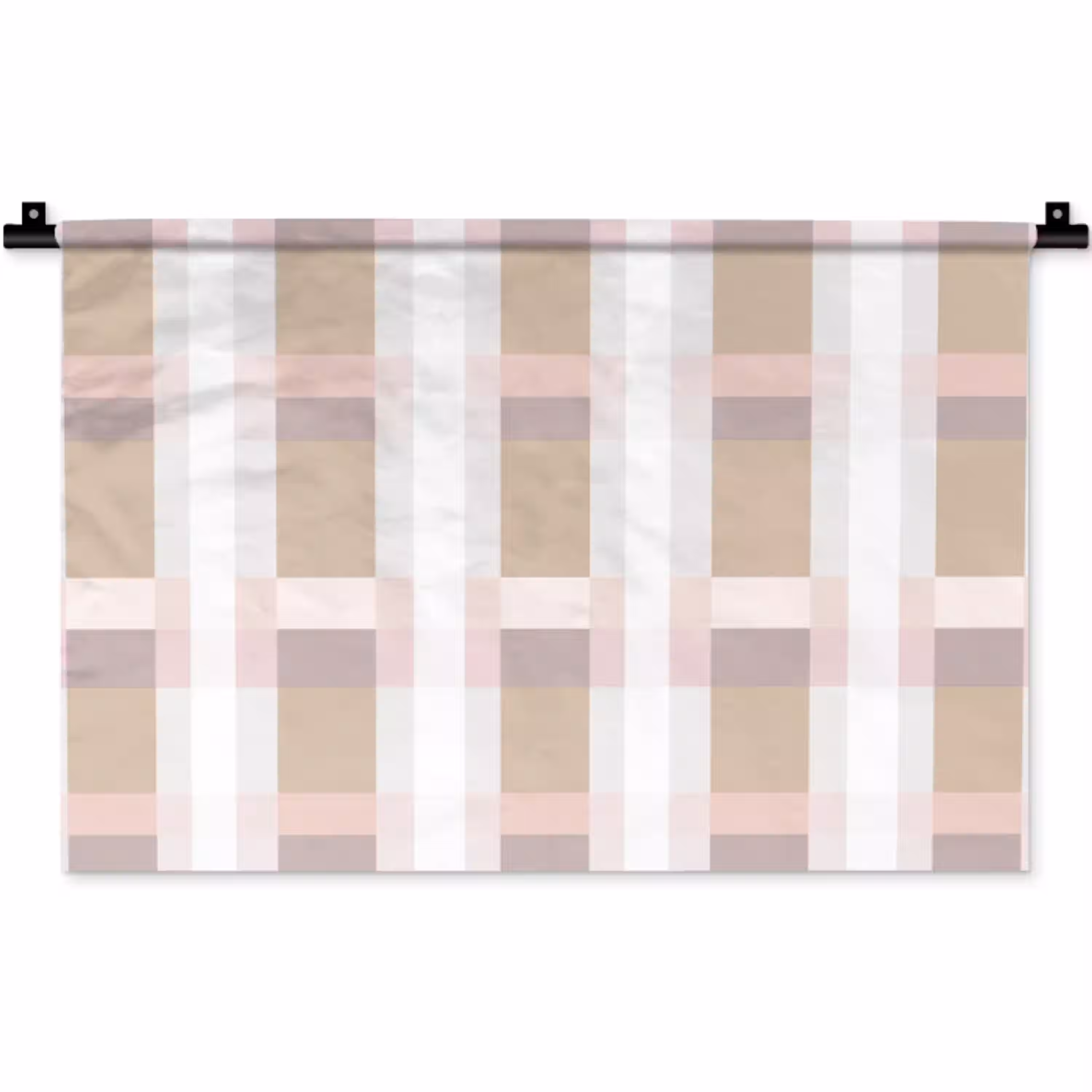 Ruitpatroon - Aardetinten - Minimalistisch Wandkleed katoen klein 269 -zz3d