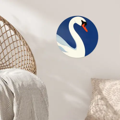 Zwaan - Wit - Snavel - Illustratie Wandcirkel behangsticker klein -sfeer4