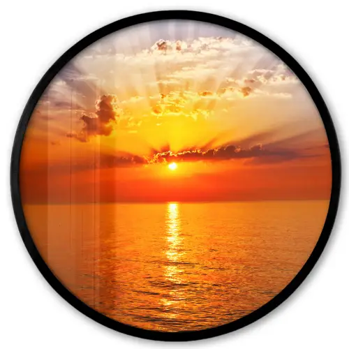Zonsondergang - Zee - Lucht - Oranje - Horizon - Water Fotolijst rond zonder passe partout klein -3d