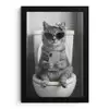 Kat - Telefoon - Toilet - Zwart - Wit fotolijst zwart zonder passe partout klein -3d