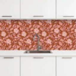 Patroon - Bladeren - Terracotta keuken achterwand 2 middel 871 -3d