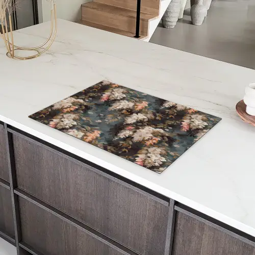 Bloemen - Bladeren - Donker - Patroon Inductie beschermer vinyl 3mm klein 276 -sfeer8