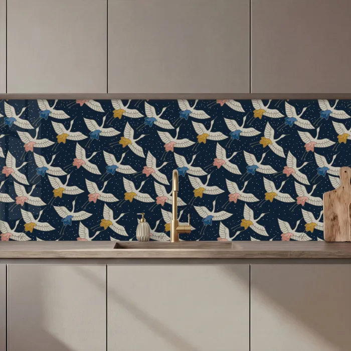 Vogels - Nacht - Japan - Patronen keuken achterwand 2 middel 871 zz_3dshopping