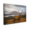 Hert - Berg - Water - Landschap - Dieren - Bomen canvas 2cm klein -z3d