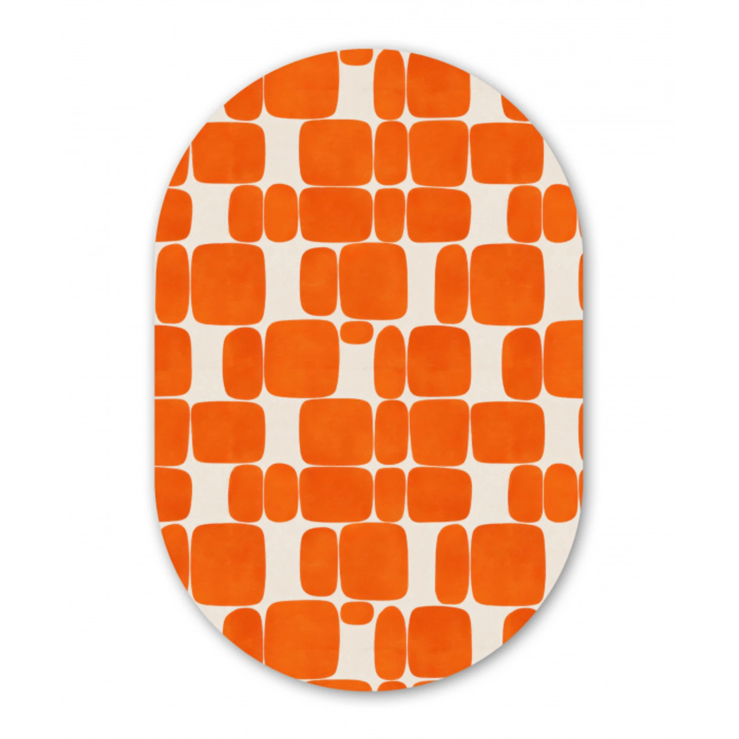 Patroon - Retro - Oranje Wandcirkel Ovaal Aluminium middel 839 -3d