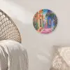 Geel - Blauw - Oranje - Huis Akoestische PET Vilt - Rond klein -sfeer4