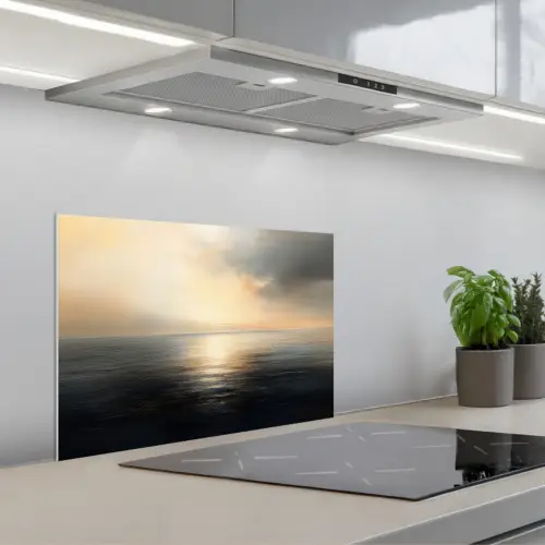 Zon - Horizon - Zee keuken achterwand spatscherm klein -3d_schuin