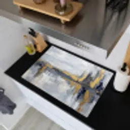 Abstract - Structuur - Goud - Grijs - Modern Inductie beschemer met haakjes klein -sfeer1