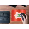 Ciao bella - Tekstwolk - Strepen - Oranje muismat rubber klein -toetsenbord